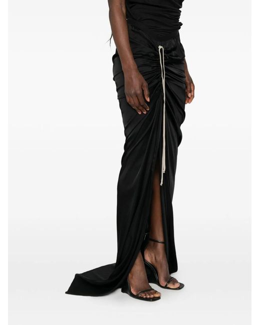 Rick Owens Black Asymmetric Long Skirt