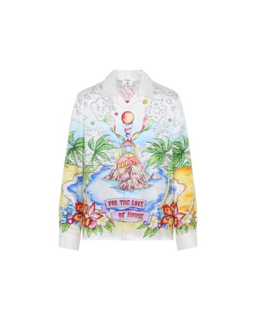Casablanca White Better Days Silk Long Sleeves Shirt for men