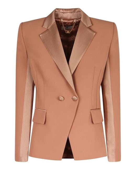 Elisabetta Franchi Brown Crepe Blazer