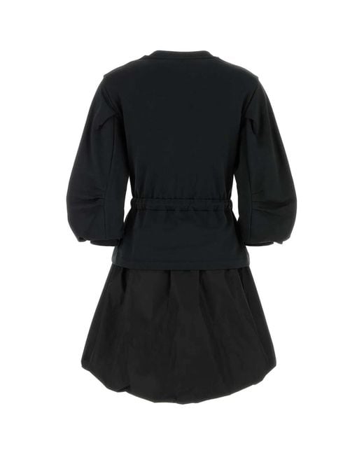 Moncler Black Cotton Sweatshirt Dress
