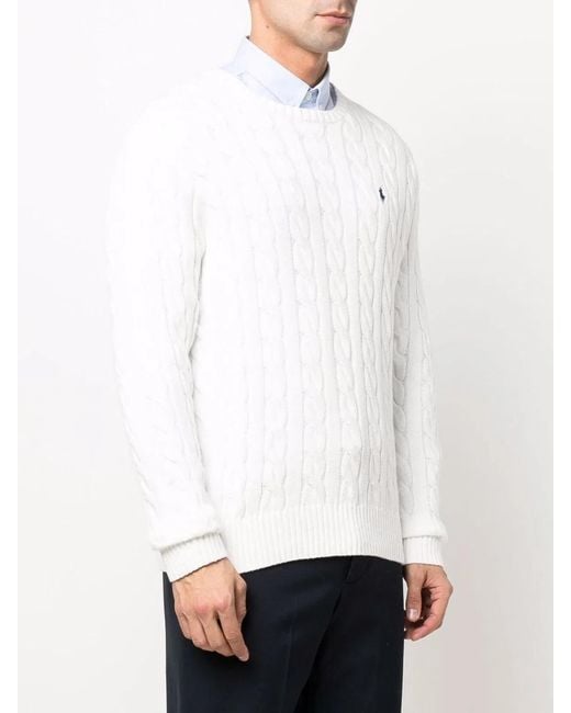 Polo Ralph Lauren White Cotton Sweater Pullover for men