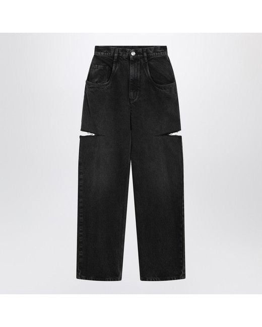 Maison Margiela Black Washed Jeans With Side Rips