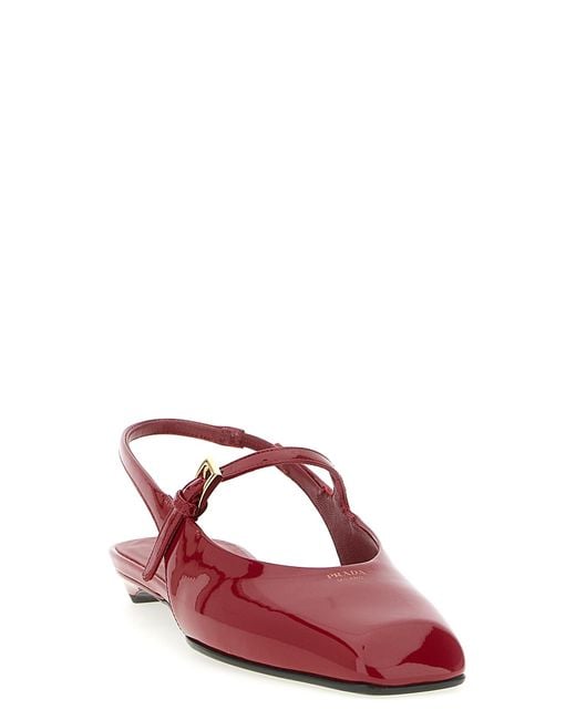Prada Red Patent Leather Slingback