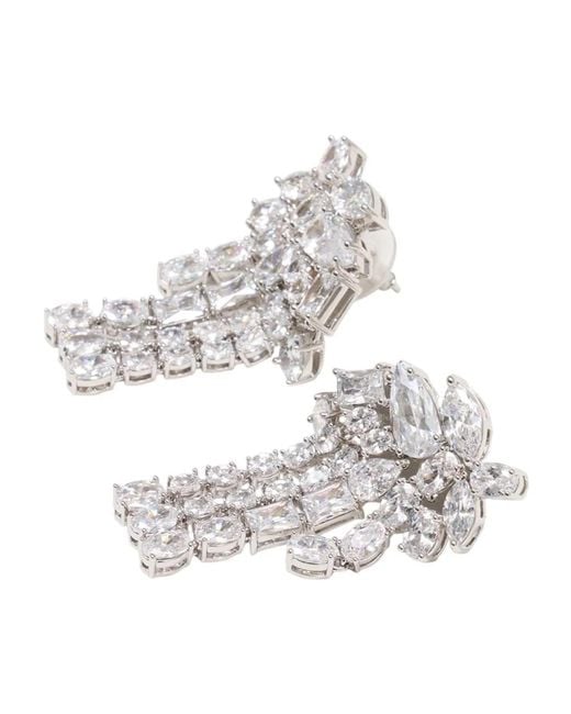 Self-Portrait White Crystal Dangle Earrings