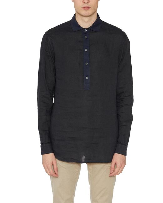 Paolo Pecora Black Linen Shirt for men