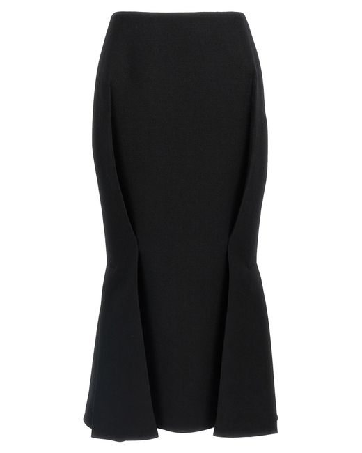 Prada Black Virgin Wool Midi Skirt