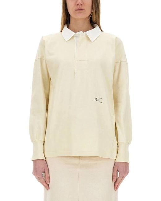 Maison Margiela Natural Polo Shirt With Print