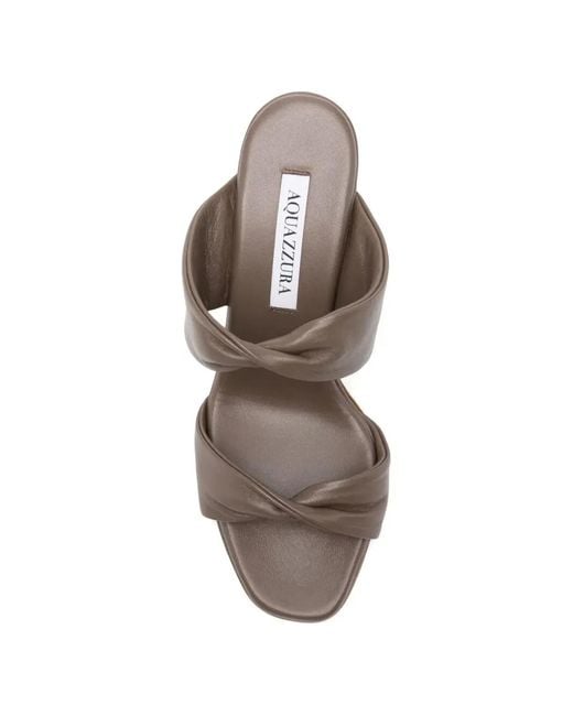 Aquazzura Gray "Twist" Nappa Sandal 75