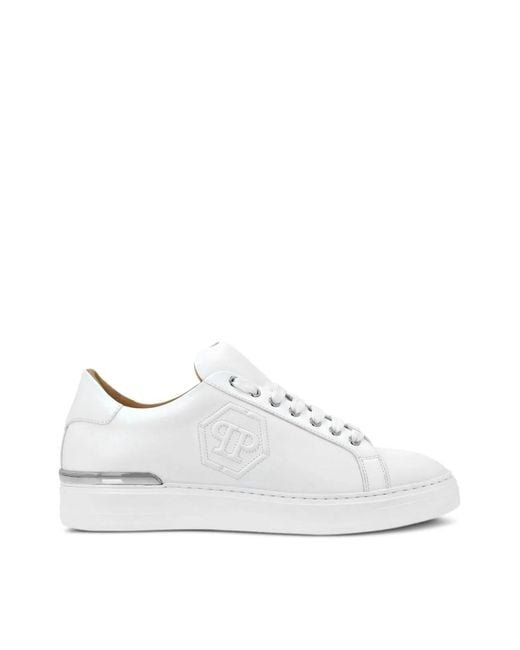 Philipp Plein White Hexagon Logo Low-Top Sneakers for men