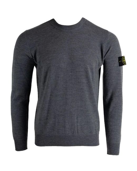 Stone Island Blue 5100071 Crew-Neck Sweater With Logo Patch for men