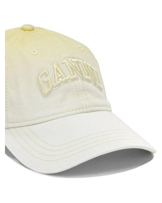 Ganni White Baseball Cap With Logo