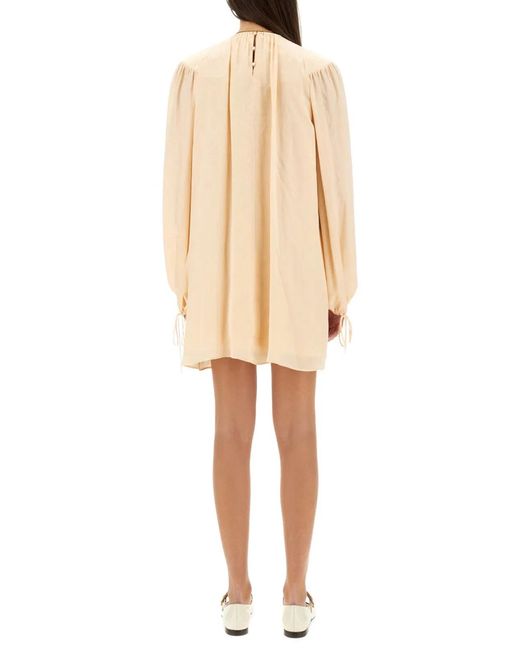 Chloé Natural Silk Shirred Mini Dress