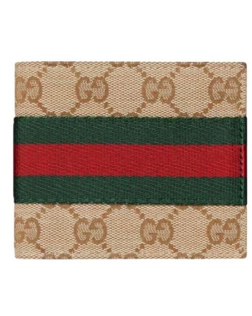 Gucci Green Striped Canvas Compact Wallet for men