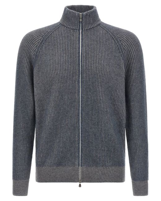 Brunello Cucinelli Gray Vanisé Cashmere Cardigan for men