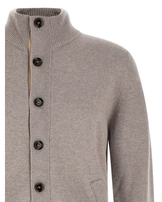 Brioni Gray Cardigan With Price List Collar for men