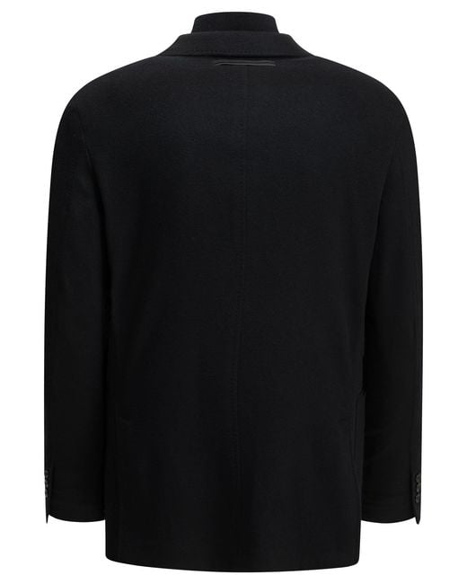 Zegna Black Cashmere Cotton Cupro Polyamide Lycra Cashmere Blazer for men
