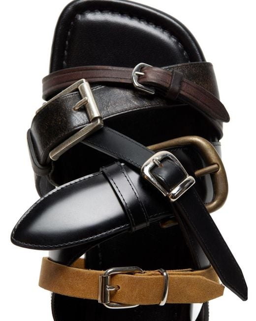 Acne Black Leather Flat Sandals