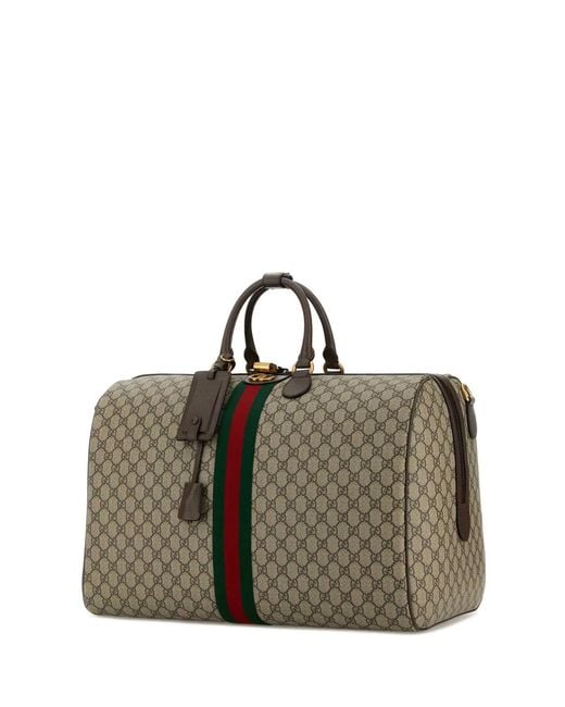 Gucci Brown Duffle With Shoulder, Address And Keys Tag, Padloc for men