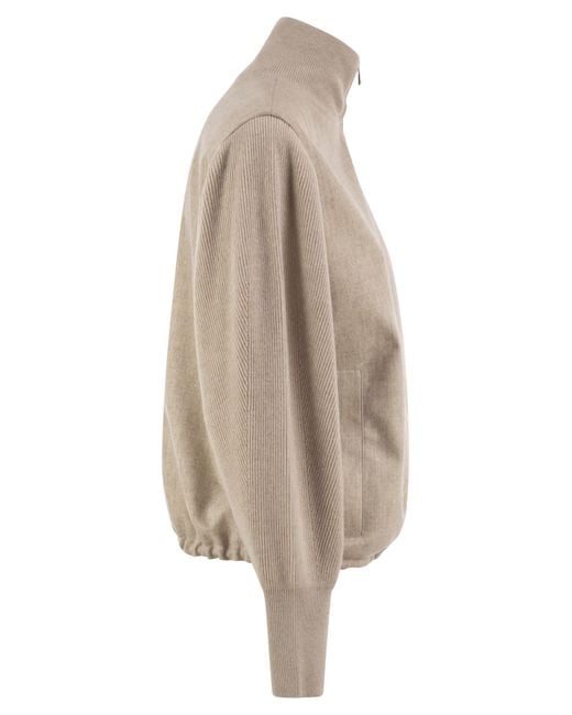 Fabiana Filippi Natural Wool Flannel And Knit Bomber Jacket