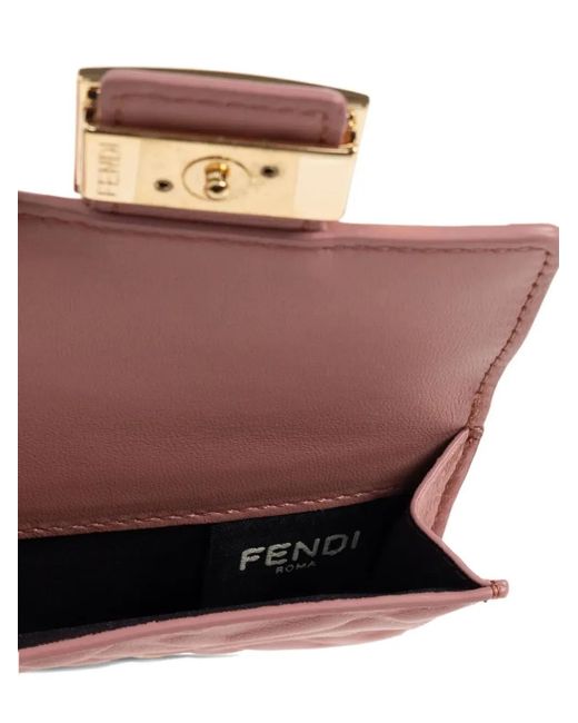 Fendi Pink Nappa Leather Baguette Micro Trifold Wallet