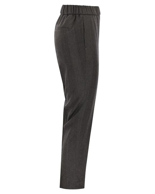 Peserico Gray Stretch Virgin Wool Trousers