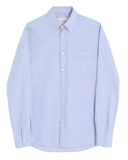 Valentino Garavani Blue Oxford Shirt Vlogo for men