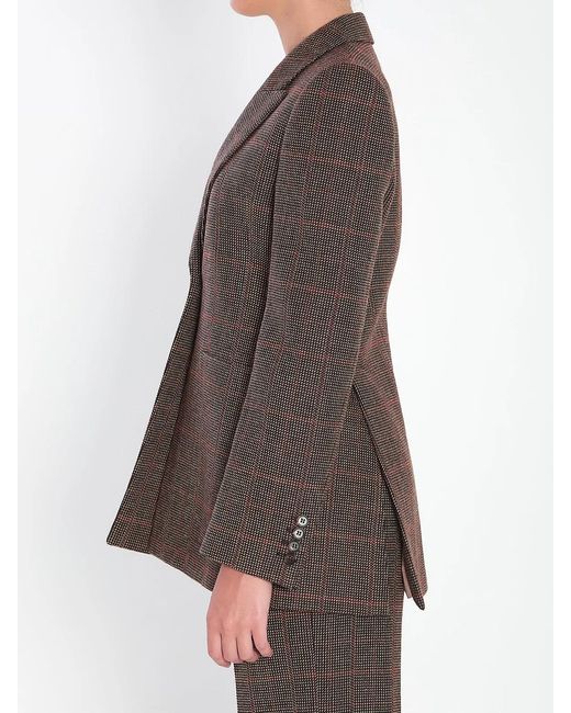 Chloé Brown Checked Wool Tailored Jacket