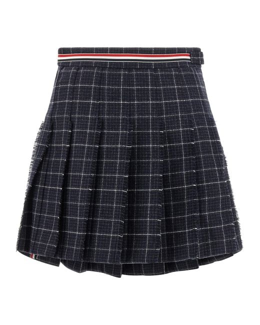 Thom Browne Blue 'Rwb' Pleated Tweed Skirt