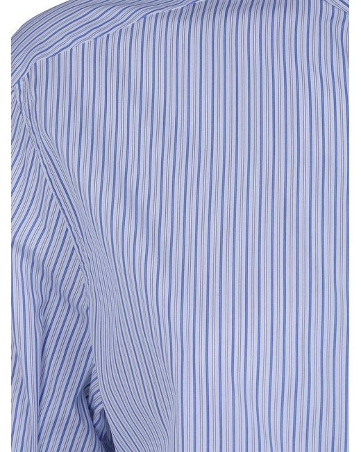 Maison Margiela Blue Snapped Button Short Sleeves Shirt