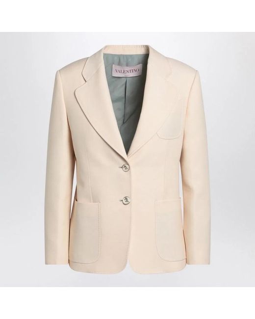 Valentino Natural Wool And Silk Single-Breasted Jacket