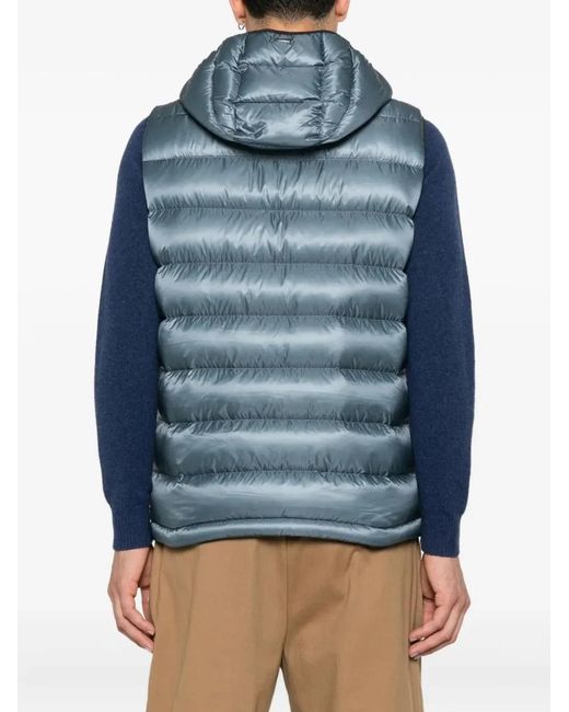 Herno Blue Down Vest With Detachable Hood for men