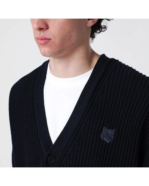 Maison Kitsuné Black Maison Kitsuné Fox Head Cotton Cardigan for men