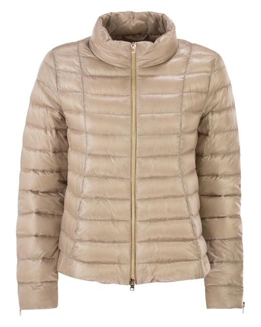 Herno Natural Ultra-Light Satin Down Jacket With Flared Back
