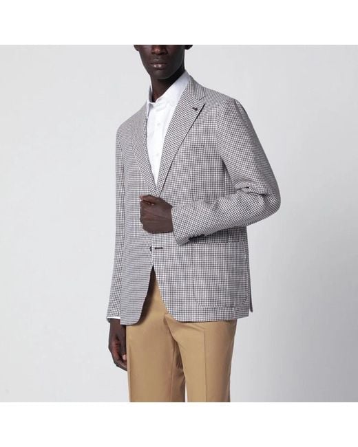 Tagliatore Gray Singlebreasted Jacket With Pattern for men