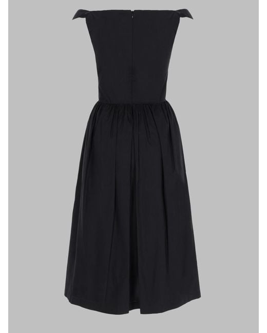 Vivienne Westwood Black Off-The-Shoulder Midi Dress With Gathered Skirt