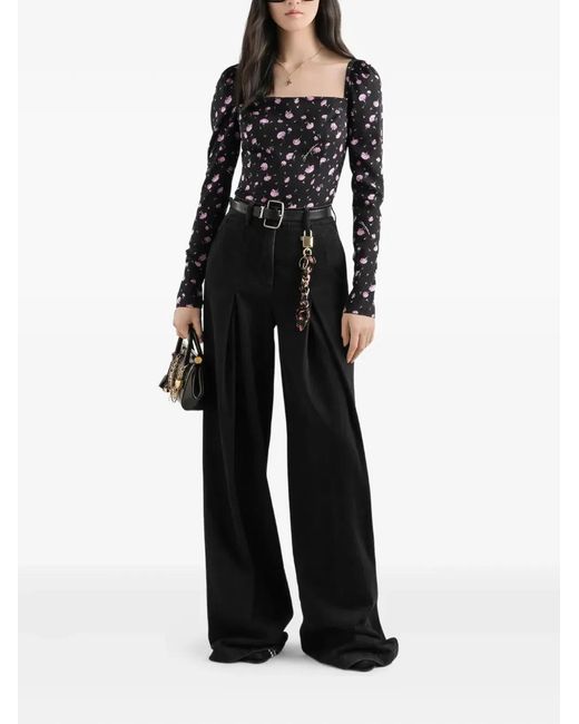 Dolce & Gabbana Black Dolce & Gabbana Carnations-Print Silk Top