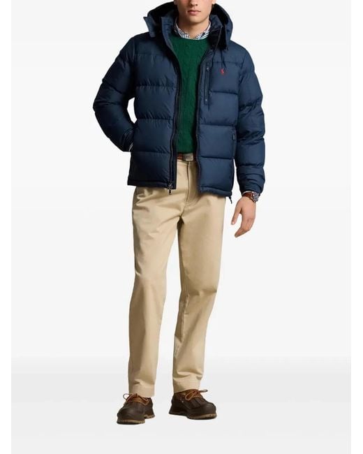Polo Ralph Lauren Blue Gorham Down Jacket With Detachable Hood for men