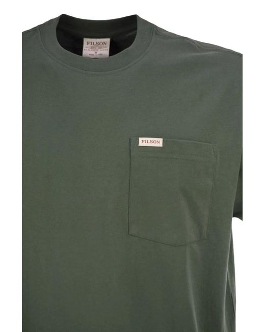 Filson Green Cotton T-Shirt With Patch Pocket for men