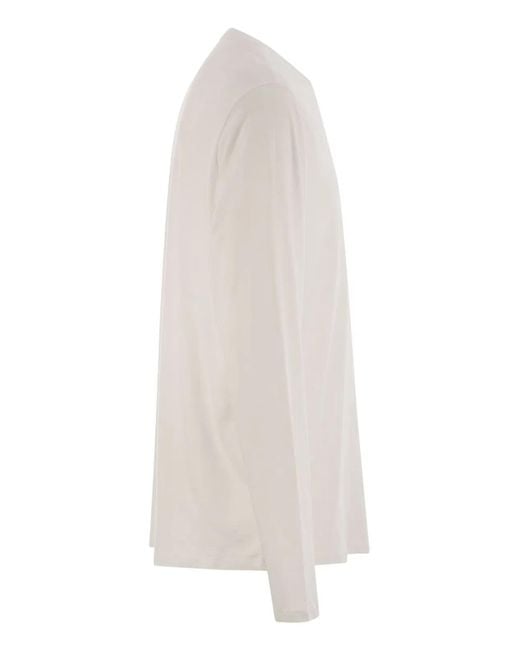 Majestic White Long-Sleeved Crew-Neck T-Shirt for men