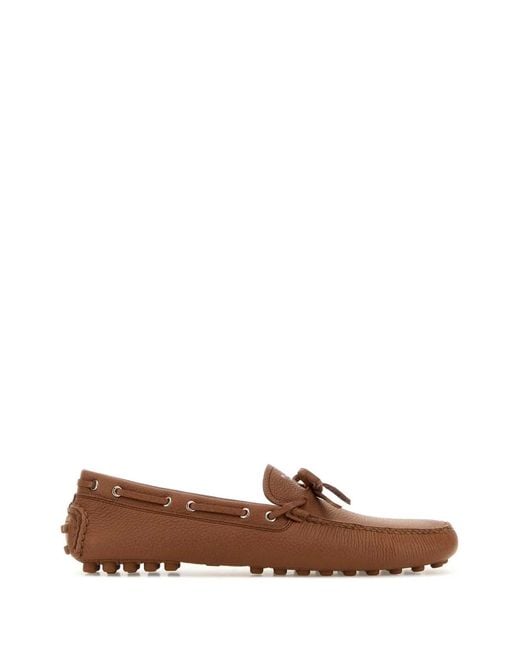 Prada Brown Caramel Leather Loafers for men