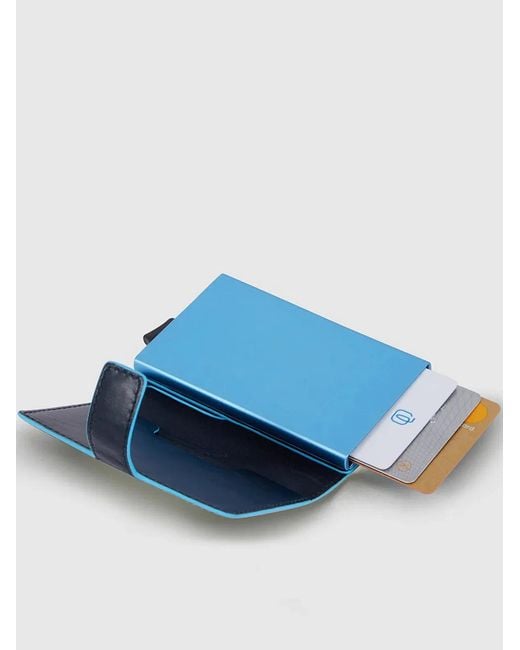 Piquadro Blue Metal Card Holder