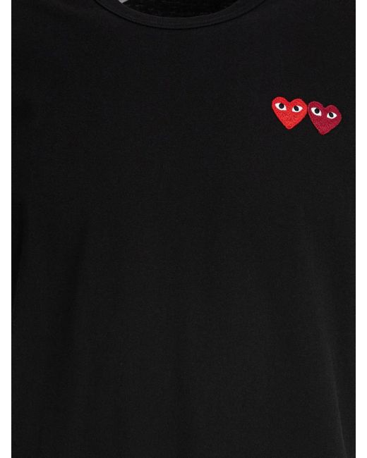 COMME DES GARÇONS PLAY Black "Double Heart" Crewneck T-Shirt for men