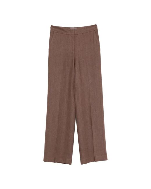 Via Masini 80 Brown Linen Trousers
