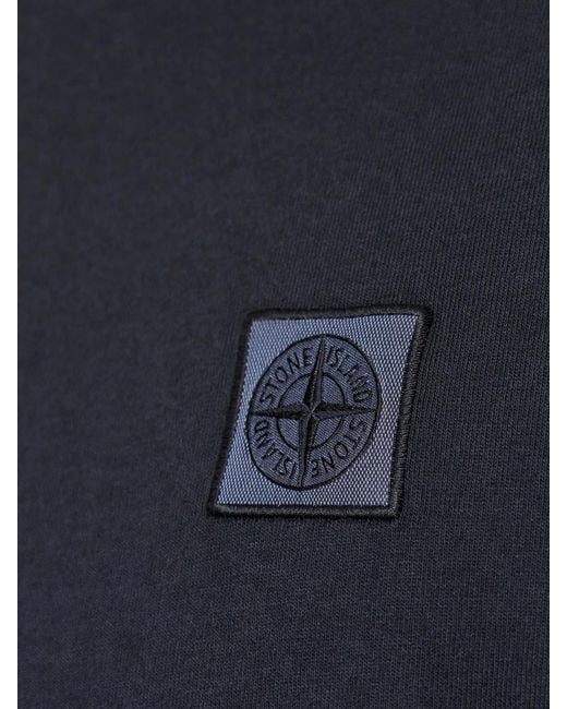 Stone Island Blue Logo-Patch Long-Sleeve T-Shirt for men