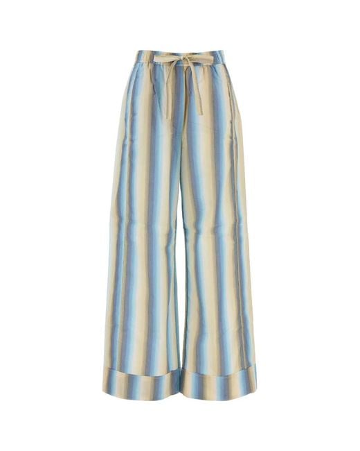 Ganni Blue Embroidered Cotton Pyjama Pant
