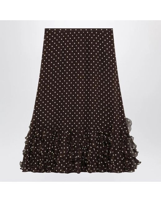 Valentino Garavani Black Silk Skirt With Plusdepois Motif