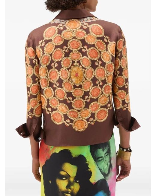 Versace Brown "The Lover" Print Silk Twill Shirt