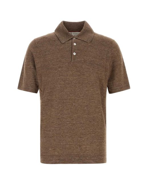 Brunello Cucinelli Brown Polo Sweater for men