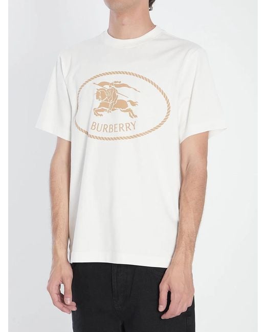 Burberry White Knight Stamp T-Shirt for men