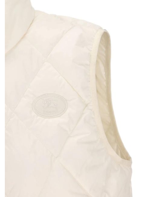 Burberry White Packable Quilted Nylon Cheswick Gilet